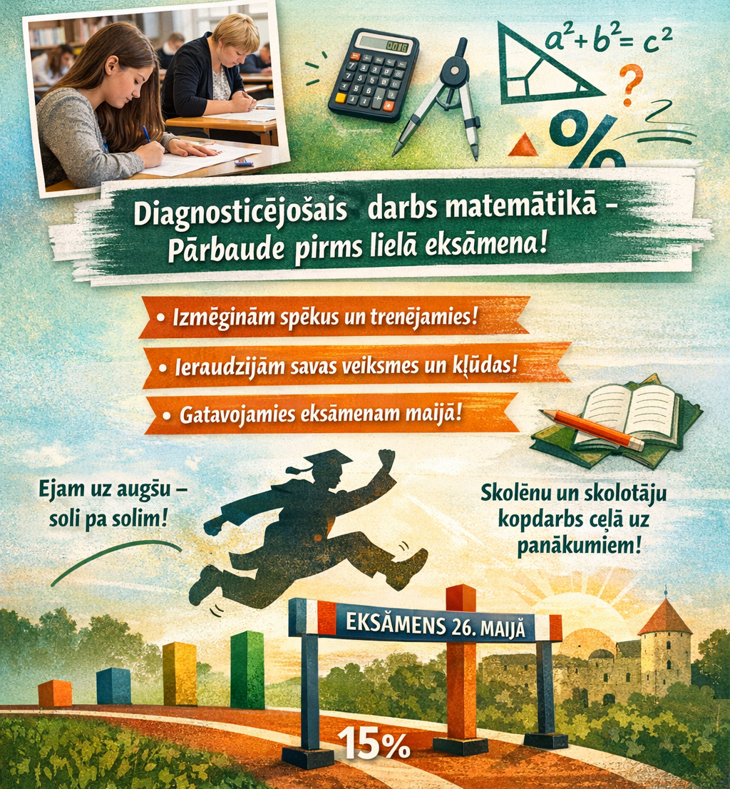 Pirms eksāmena starta – matemātikas treniņš visiem Cēsu novada devītklasniekiem